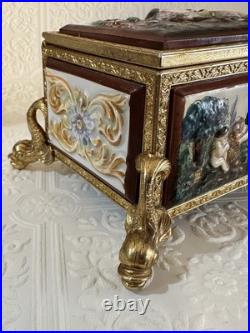 Vintage Reuge Music Box Switzerland, O Sole Mio, Gold Plated, Capodimonte