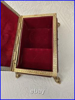 Vintage Reuge Music Box Switzerland, O Sole Mio, Gold Plated, Capodimonte