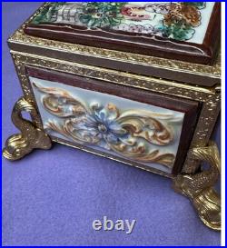 Vintage Reuge Music Box Switzerland, O Sole Mio, Gold Plated, Capodimonte