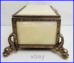 Vintage Reuge Music Box With Dolphin Feet Made In Italy Swiss Musical Movement