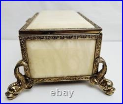 Vintage Reuge Music Box With Dolphin Feet Made In Italy Swiss Musical Movement