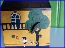 Vintage Reuge Music Box Wood Rathaus town hall house paint Switzerland WORKS