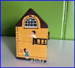 Vintage Reuge Music Box Wood Rathaus town hall house paint Switzerland WORKS