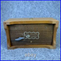 Vintage Reuge Music Box with Wooden Case and Glass Lid