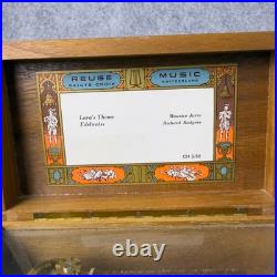 Vintage Reuge Music Box with Wooden Case and Glass Lid