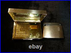 Vintage Reuge Musical Miniature Music Box Powder Compact Case With Lighter