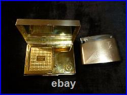 Vintage Reuge Musical Miniature Music Box Powder Compact Case With Lighter