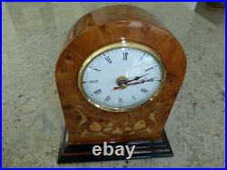 Vintage Reuge (Romance) Music Box Clock Italy Inlay Wood Case (Watch The Video)