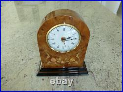 Vintage Reuge (Romance) Music Box Clock Italy Inlay Wood Case (Watch The Video)