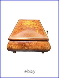 Vintage Reuge Romance Swiss Music Box Roses from the South Inlay Burl Wood Vintage Reuge Romance Swiss Music Box Roses from the South Inlay Burl Wood