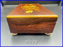 Vintage Reuge Saint Croix Swiss Music Box Wood Inlay 3 Songs Works #35074