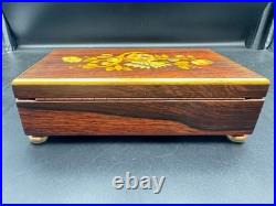 Vintage Reuge Saint Croix Swiss Music Box Wood Inlay 3 Songs Works #35074