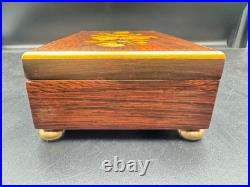 Vintage Reuge Saint Croix Swiss Music Box Wood Inlay 3 Songs Works #35074