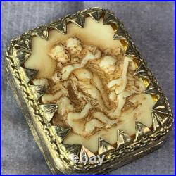 Vintage Reuge Silver Music Box Angel Children'S Play Cameo Antique Pendant