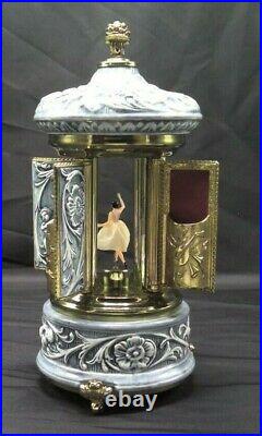 Vintage Reuge/Simo Dancing Ballerina Music Box Carousel Holder Porcelain Works