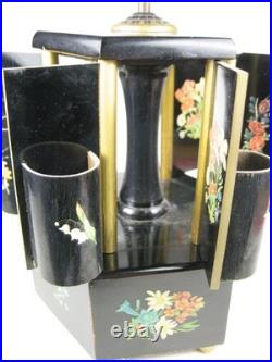 Vintage Reuge Style Hand Painted Wooden Musical Carousel Dispenser Cigarette