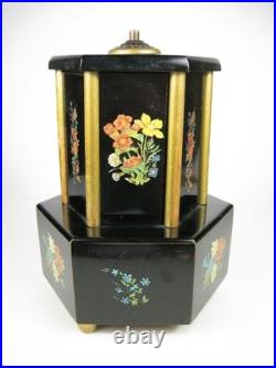 Vintage Reuge Style Hand Painted Wooden Musical Carousel Dispenser Cigarette