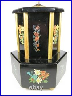 Vintage Reuge Style Hand Painted Wooden Musical Carousel Dispenser Cigarette