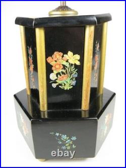 Vintage Reuge Style Hand Painted Wooden Musical Carousel Dispenser Cigarette
