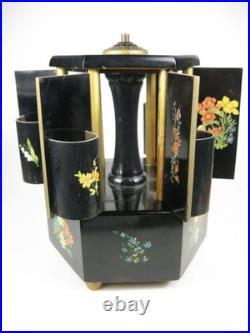 Vintage Reuge Style Hand Painted Wooden Musical Carousel Dispenser Cigarette