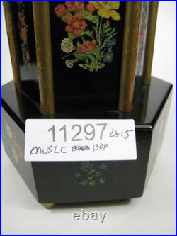 Vintage Reuge Style Hand Painted Wooden Musical Carousel Dispenser Cigarette