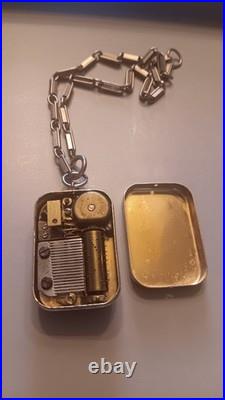 Vintage Reuge Swiss Miniature Music Box Necklace Pendant With Chain