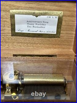 Vintage Reuge Swiss Music Box 36 Note Switzerland Happy Birthday + 2 More