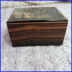 Vintage Reuge Swiss Music Box Wood Landscape Art Kusswalzer Schatzwalzer