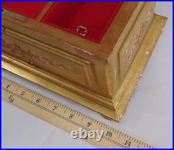 Vintage Reuge Swiss Music Jewelry Box 4-Song Gilt Gold Hand Painted