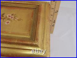 Vintage Reuge Swiss Music Jewelry Box 4-Song Gilt Gold Hand Painted