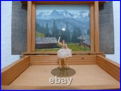 Vintage Reuge Swiss Yodel Wood Chalet Dancing Ballerina Music Box (watch Video)