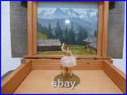 Vintage Reuge Swiss Yodel Wood Chalet Dancing Ballerina Music Box (watch Video)