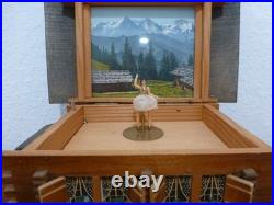 Vintage Reuge Swiss Yodel Wood Chalet Dancing Ballerina Music Box (watch Video)
