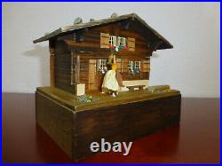 Vintage Reuge Swiss Yodel Wood Chalet Dancing Ballerina Music Box (watch Video)