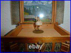 Vintage Reuge Swiss Yodel Wood Chalet Dancing Ballerina Music Box (watch Video)