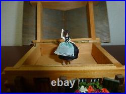 Vintage Reuge Swiss Yodel Wood Chalet Dancing Ballerina Music Box (watch Video)