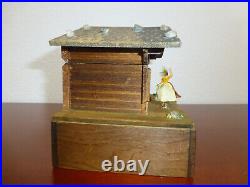 Vintage Reuge Swiss Yodel Wood Chalet Dancing Ballerina Music Box (watch Video)