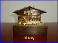 Vintage Reuge Swiss Yodel Wood Chalet Dancing Ballerina Music Box (watch Video)