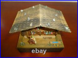 Vintage Reuge Swiss Yodel Wood Chalet Dancing Ballerina Music Box (watch Video)