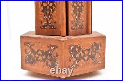 Vintage Reuge Thorens Lipstick carousel Wood carved Music Box Parts or Repair