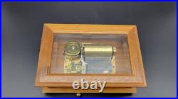 Vintage Reuge Wood & Beveled Glass Case Music Box, The Rose Vintage Reuge Wood & Beveled Glass Case Music Box, The Rose