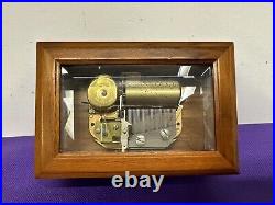 Vintage Reuge Wood & Beveled Glass Case Music Box, The Rose #1929