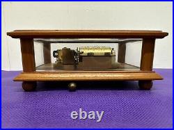 Vintage Reuge Wood & Beveled Glass Case Music Box, The Rose #1929