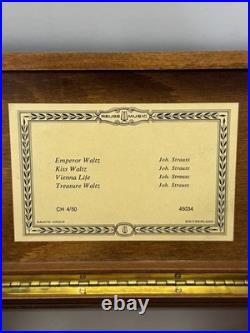 Vintage Reuge Wooden 50 Note Music Box Sainte-Croix 4 Song By Joh. Strauss 45034