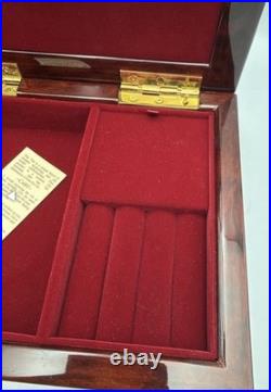 Vintage Rosewood Music Jewelry Box Van Gogh Irises Tile Velvet Interior Working
