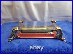 Vintage Rouge Sainte Croix Swiss Music Box Glass Case Dolphin Legs Switzerland