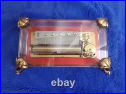 Vintage Rouge Sainte Croix Swiss Music Box Glass Case Dolphin Legs Switzerland