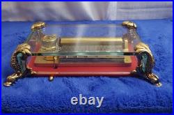 Vintage Rouge Sainte Croix Swiss Music Box Glass Case Dolphin Legs Switzerland