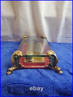 Vintage Rouge Sainte Croix Swiss Music Box Glass Case Dolphin Legs Switzerland