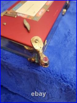 Vintage Rouge Sainte Croix Swiss Music Box Glass Case Dolphin Legs Switzerland